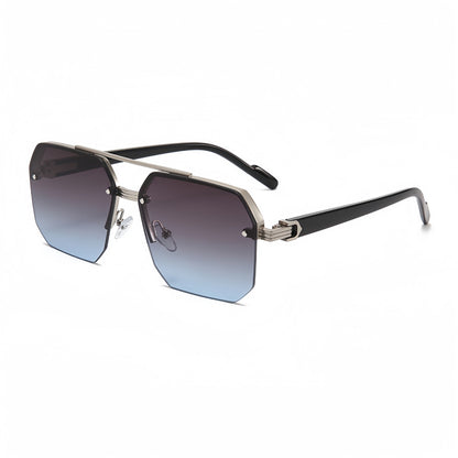 Unisex Retro Square Sunglasses, Polycarbonate Semi-Rimless Double Beam 🕶️
