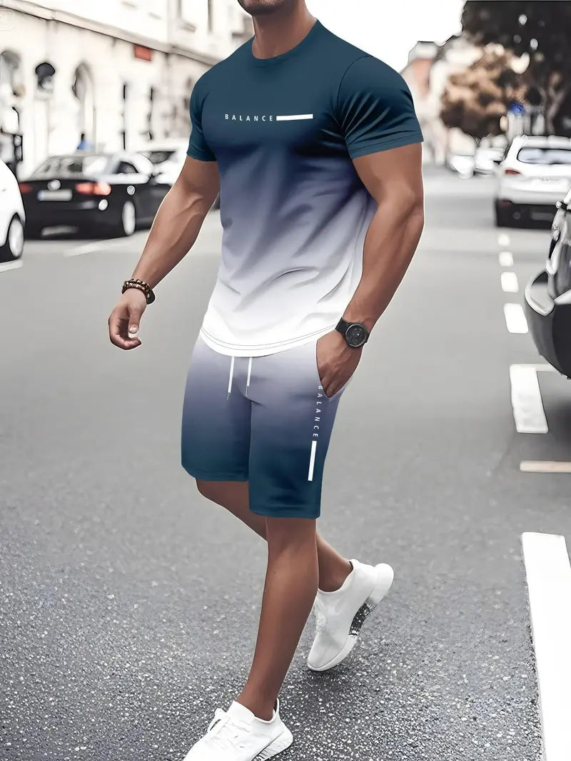 Men's Gradient Quick-Dry Workout 2-Piece Activewear Set