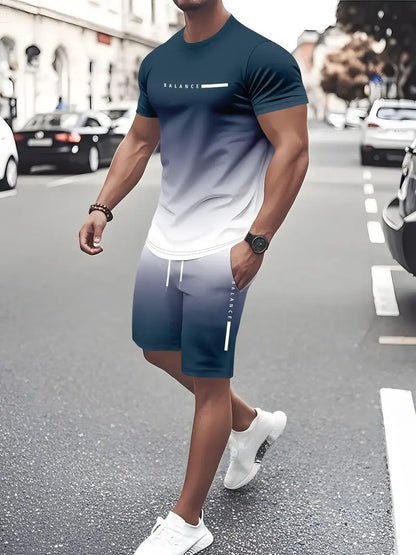 Men's Gradient Quick-Dry Workout 2-Piece Activewear Set