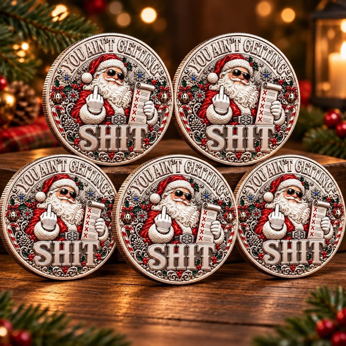 🎅 Santa’s Last Gift — Silver Adult Humor Commemorative Coin | Collectible Christmas Keepsake 🪙