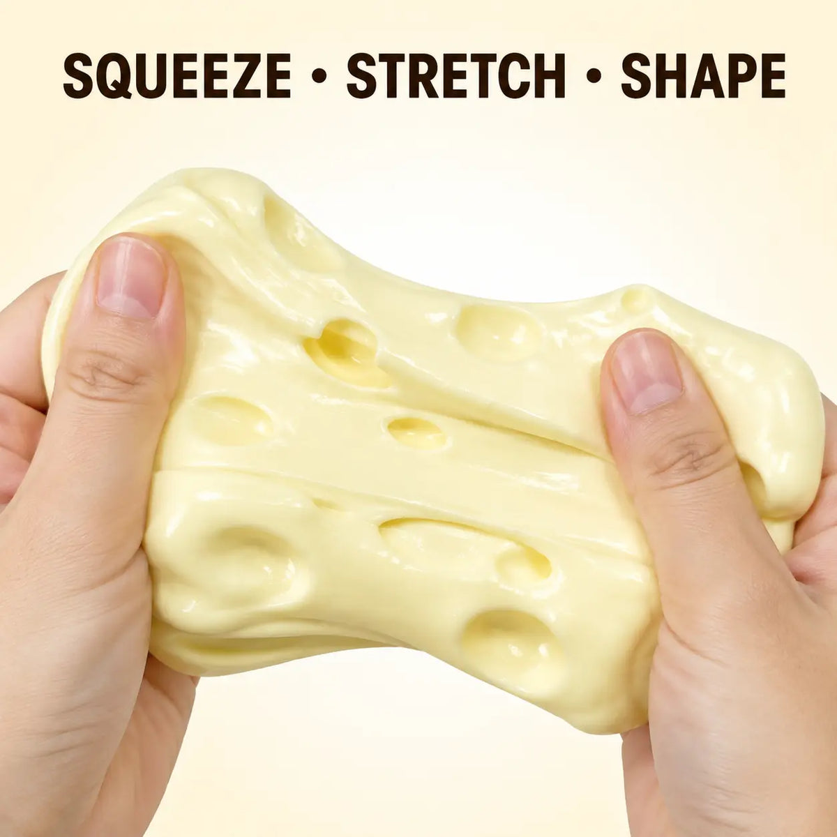 Cheese Cube Squishy Toy, Soft Moldable Petroleum Jelly-Filled Squeeze Ball 🧀
