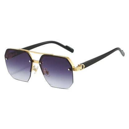 Unisex Retro Square Sunglasses, Polycarbonate Semi-Rimless Double Beam 🕶️