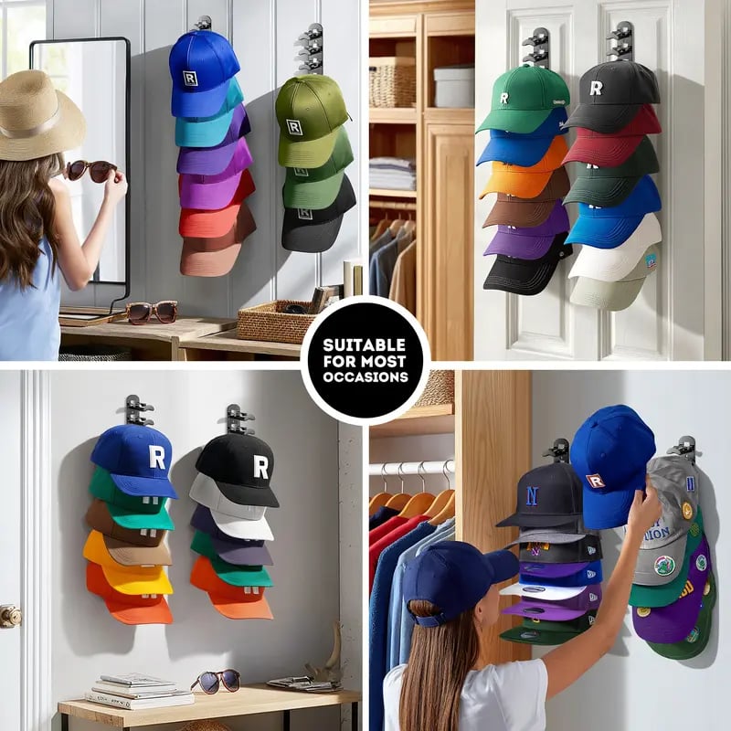 🧢Hat Rack for Wall – Baseball Cap Organizer Holds Up to 20 Hats