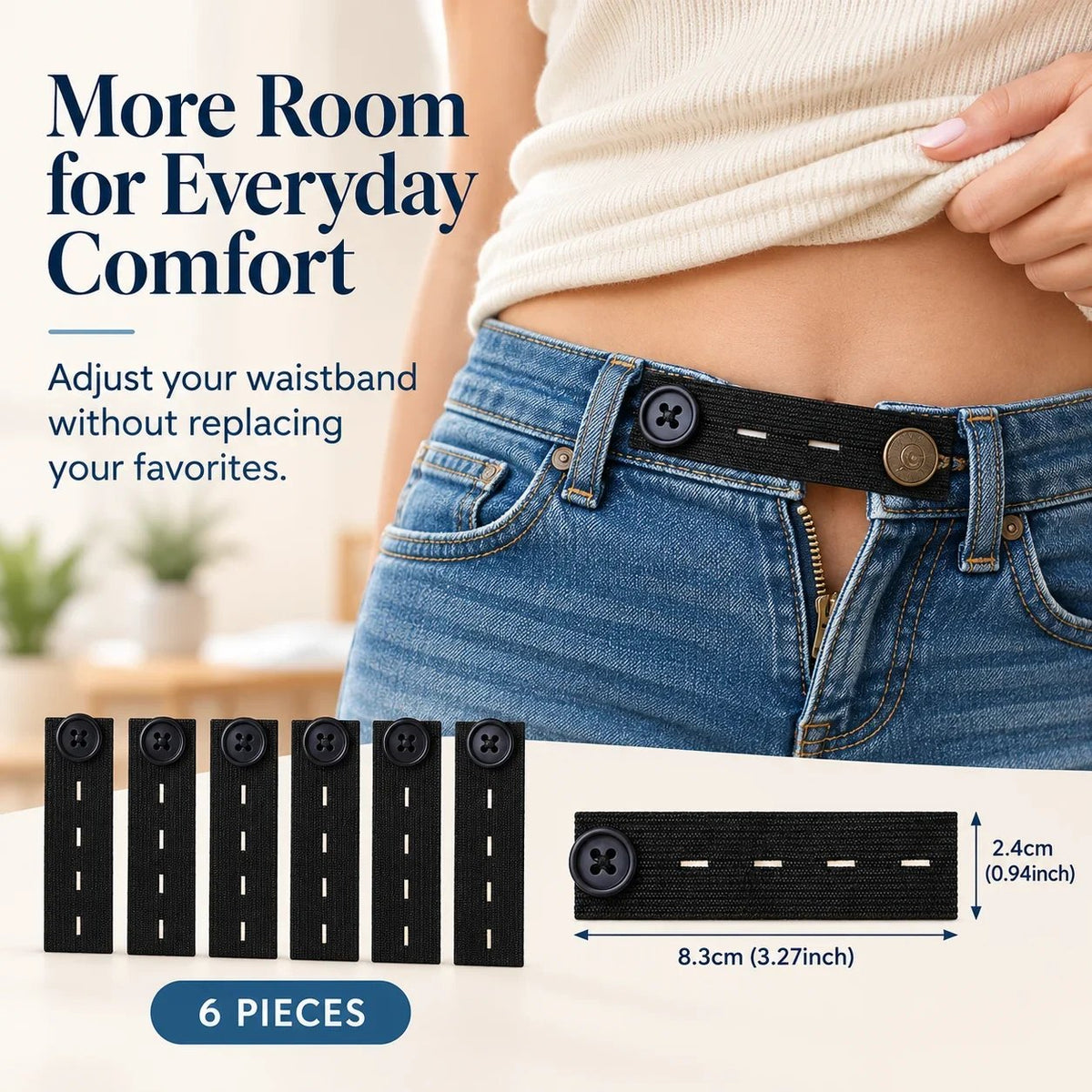 👖 Elastic Waistband Extender Buttons – Adjustable Comfort, 6-Piece Set