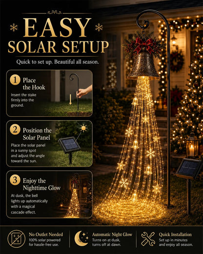 🔥Hot Sale 49% OFF🎄 Christmas Bell Cascade Solar Yard Light✨