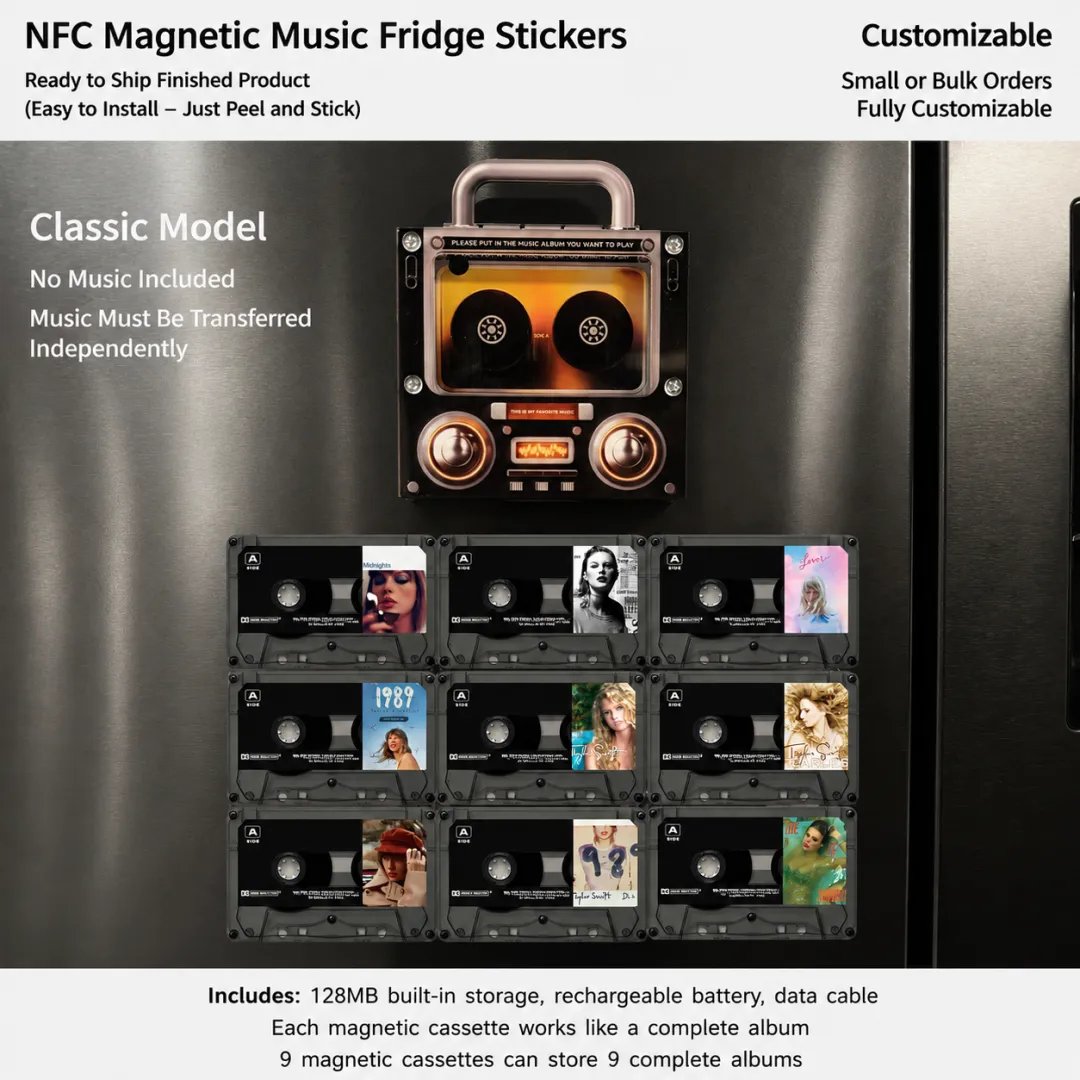🎵 Iconic Pop Star NFC Fridge Magnet Music Player | Retro Vinyl Style Decor