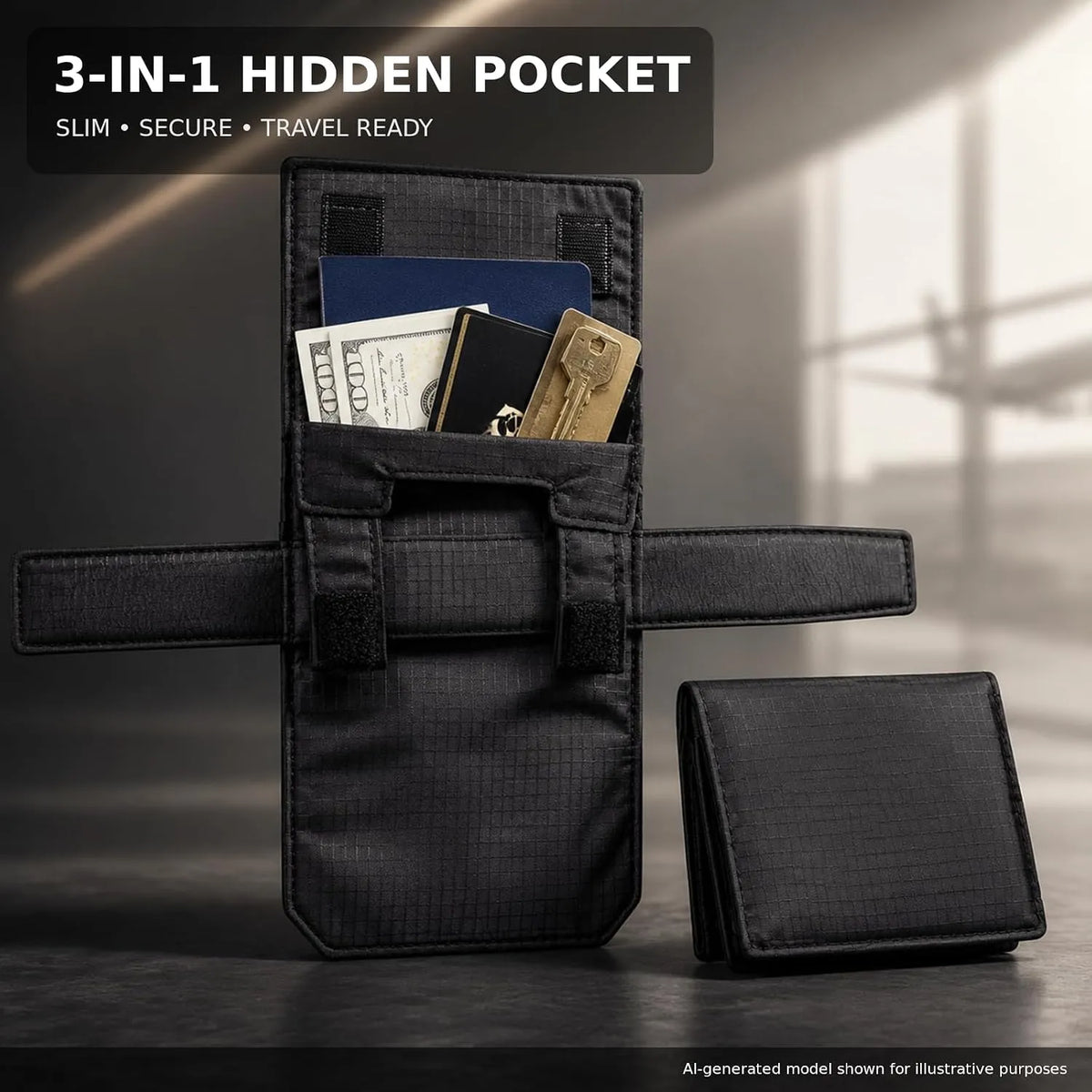 🔥3-in-1 Hidden Pocket, Slim Anti-Theft Travel Wallet Under Clothes