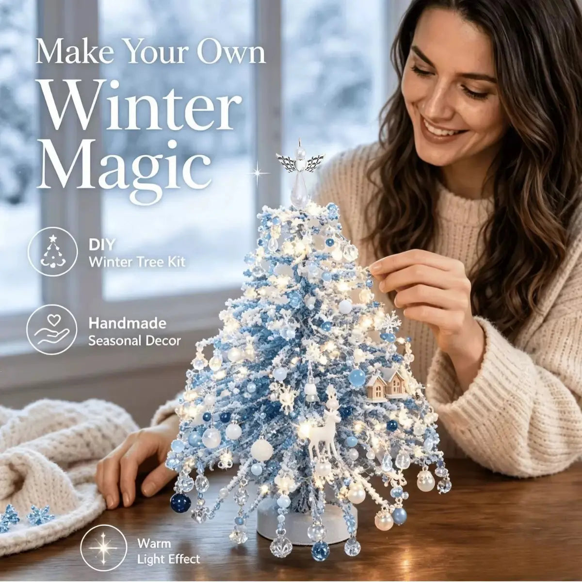 DIY Beaded Christmas Tree Kit, Hand‑Made Mini Crystal Bead Xmas Tree Craft Set🎄✨