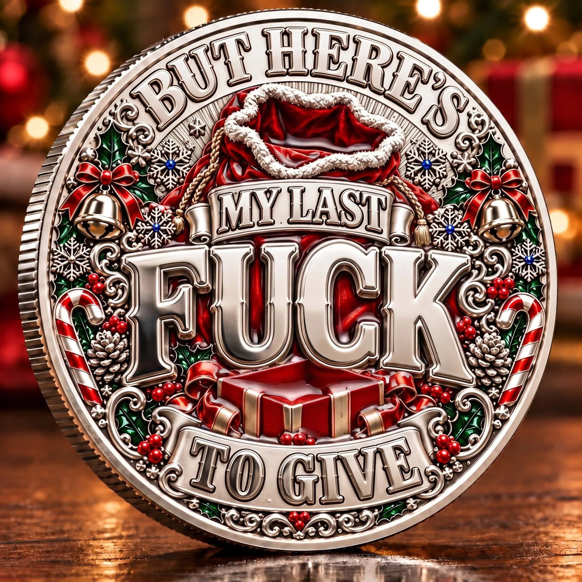 🎅 Santa’s Last Gift — Silver Adult Humor Commemorative Coin | Collectible Christmas Keepsake 🪙