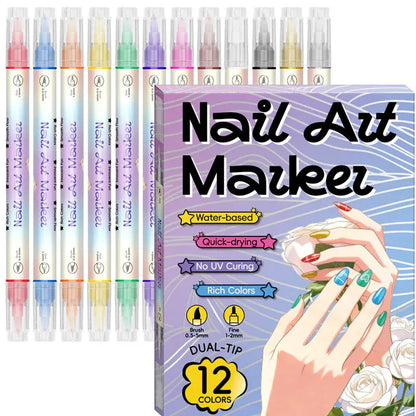🔥🎨12/24 Colors Dual-Tip Nail Markers For Nail Art