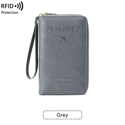 RFID Shield Multi-Functional Wallet-PU Leather Passport Holder