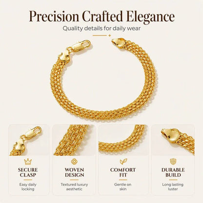 📢📢40% OFF !! ⏰14K Gold-Plated Wide Woven Mesh Bracelet