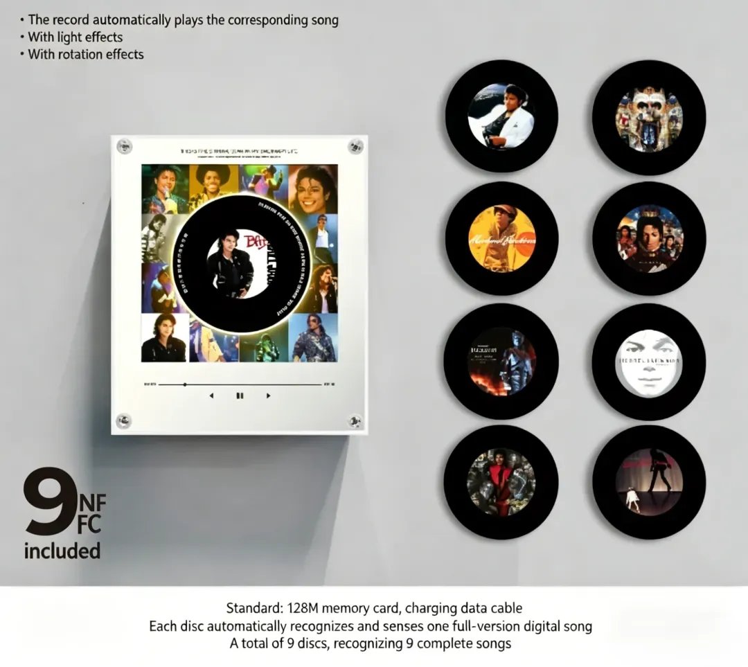 🎵 Iconic Pop Star NFC Fridge Magnet Music Player | Retro Vinyl Style Decor