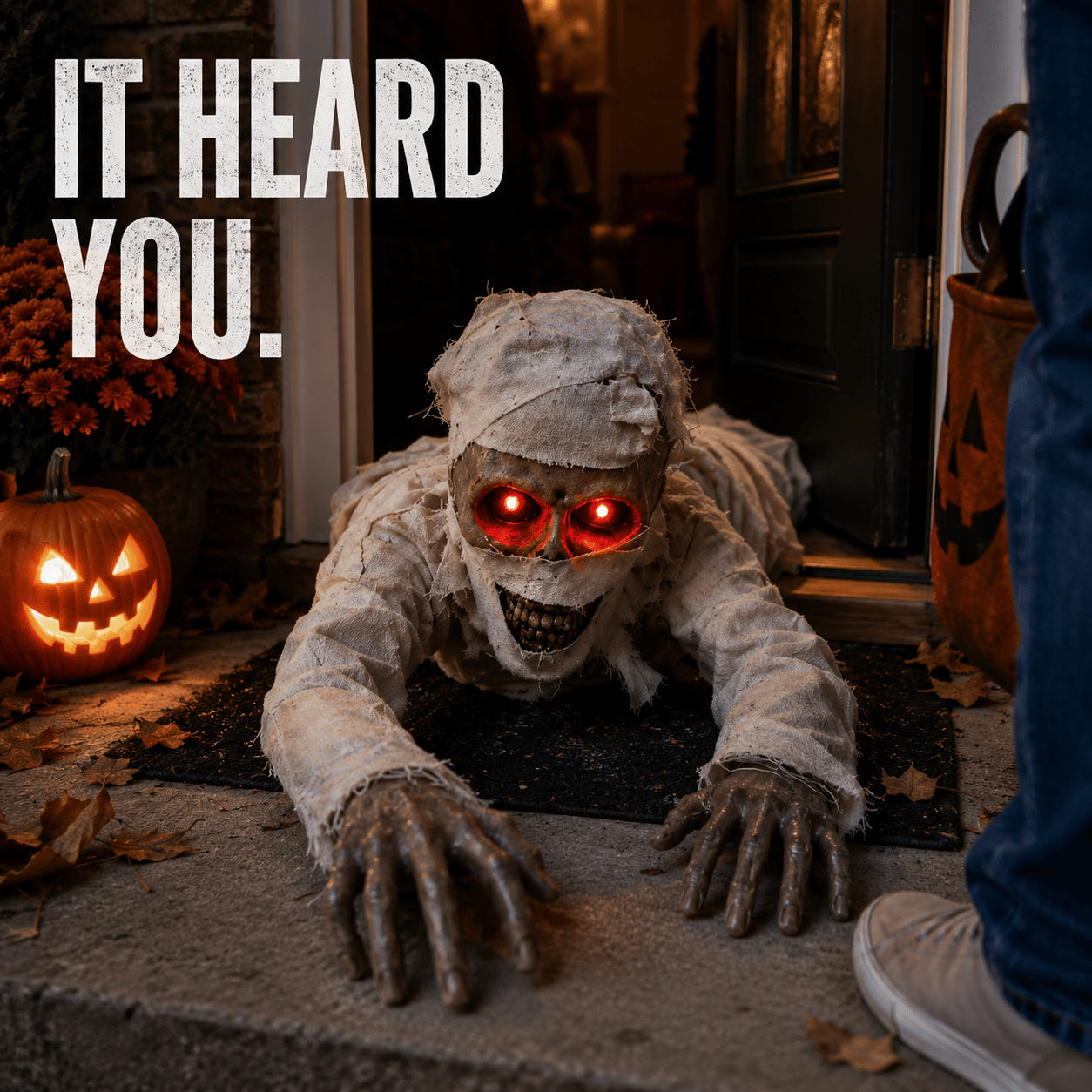💀 Sound-Activated Animated Crawling Mummy with Glowing Red Eyes – FREE SHIPPING 🚚