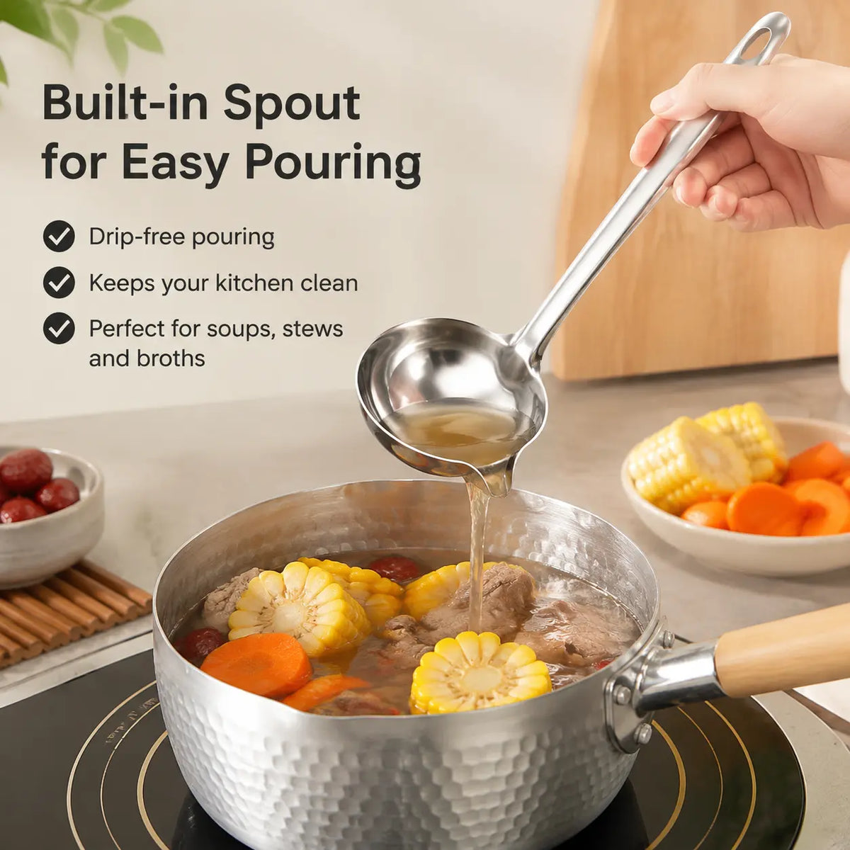 2 Counts Stainless Steel Oil Separator Ladle, Mirror Polished Surface 🥄