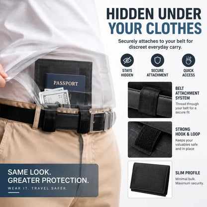 🔥3-in-1 Hidden Pocket, Slim Anti-Theft Travel Wallet Under Clothes