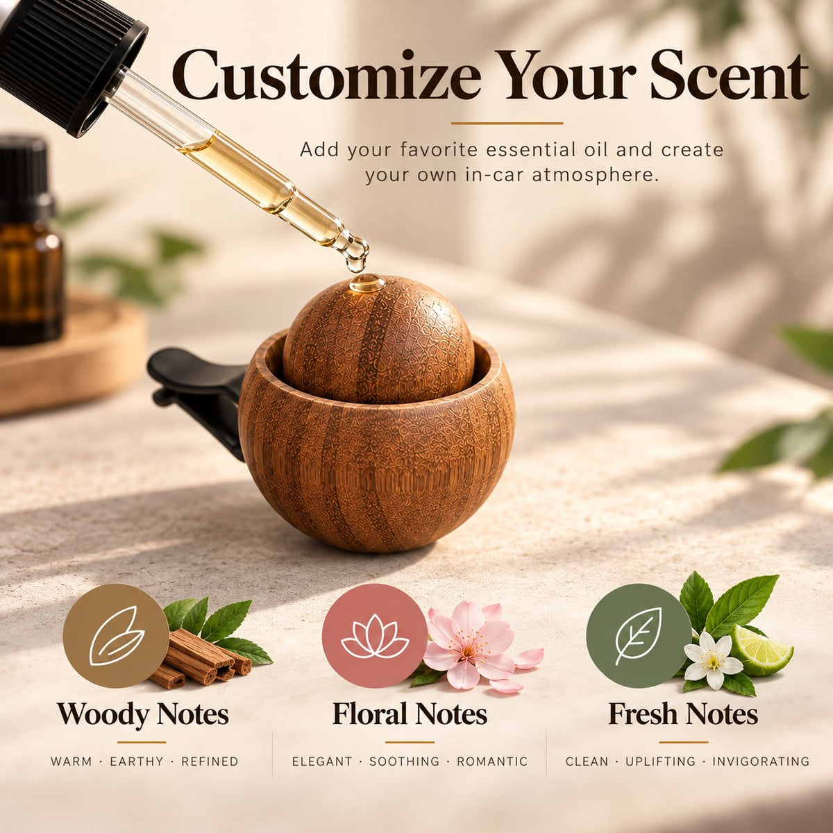Essential Oil Air Vent Clip - Compact, Elegant & Naturally Refreshing 💧