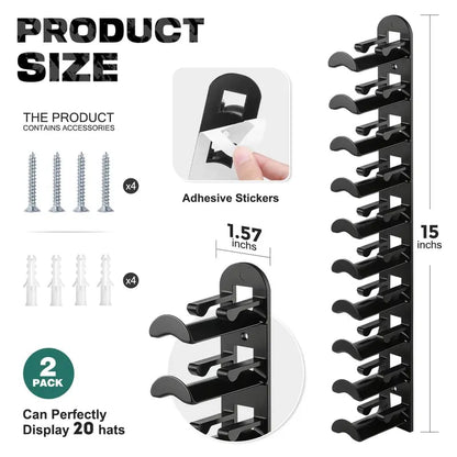 🧢Hat Rack for Wall – Baseball Cap Organizer Holds Up to 20 Hats