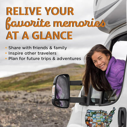🚐🗺️50-State RV Adventure Sticker Map – USA Road Trip Travel Tracker