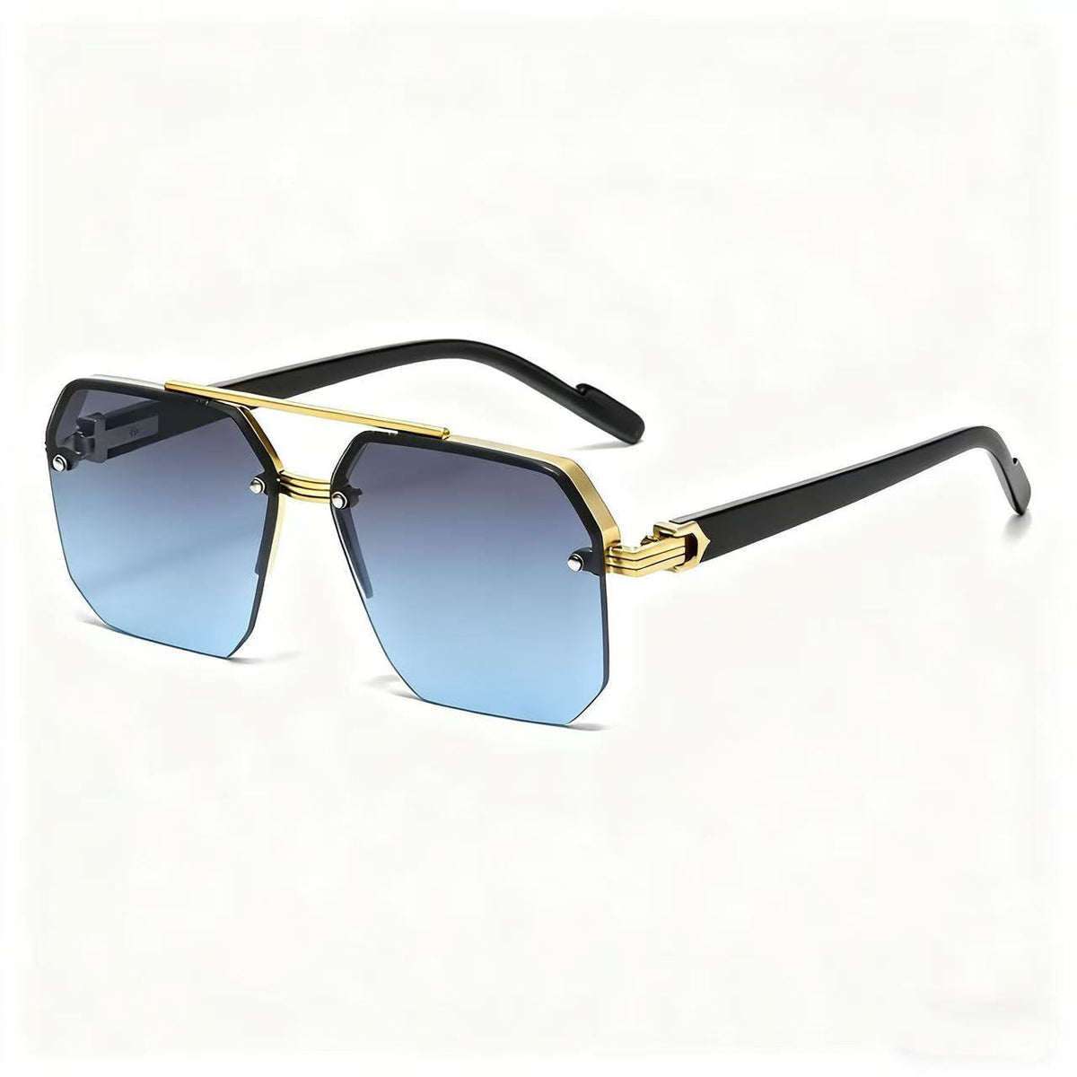 Unisex Retro Square Sunglasses, Polycarbonate Semi-Rimless Double Beam 🕶️