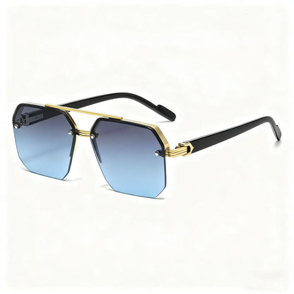 Unisex Retro Square Sunglasses, Polycarbonate Semi-Rimless Double Beam 🕶️
