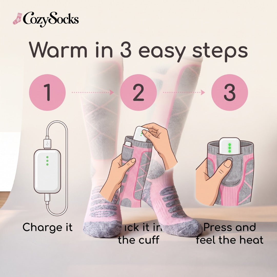 🔥 Warm Feet All Winter – Rechargeable Heated Socks with 3 Heat Levels