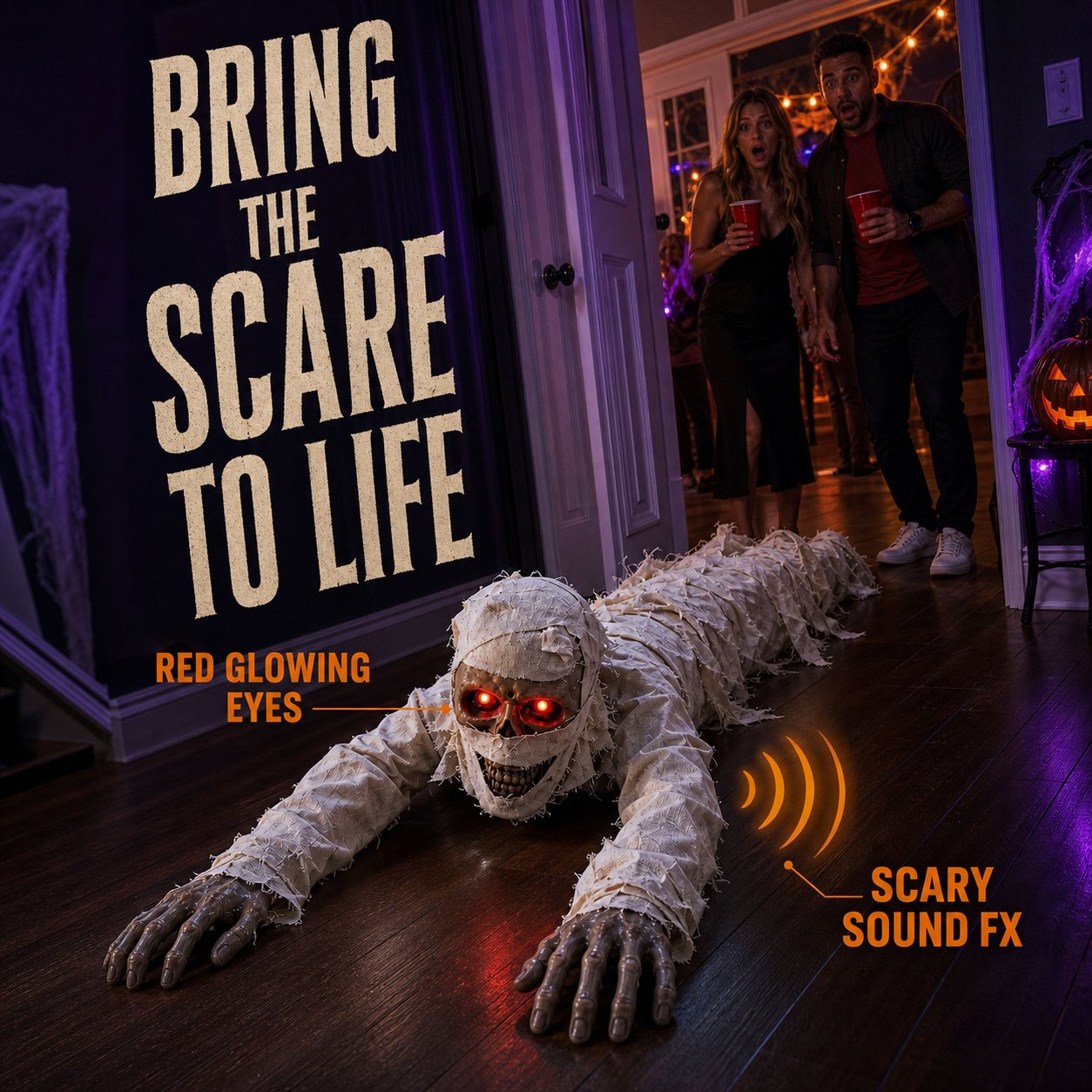 💀 Sound-Activated Animated Crawling Mummy with Glowing Red Eyes – FREE SHIPPING 🚚