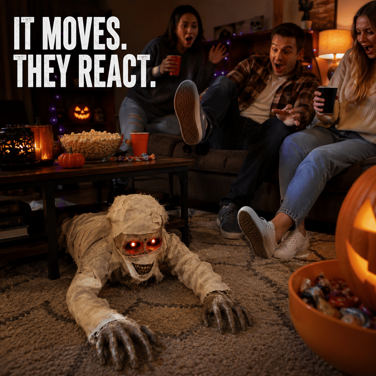 💀 Sound-Activated Animated Crawling Mummy with Glowing Red Eyes – FREE SHIPPING 🚚