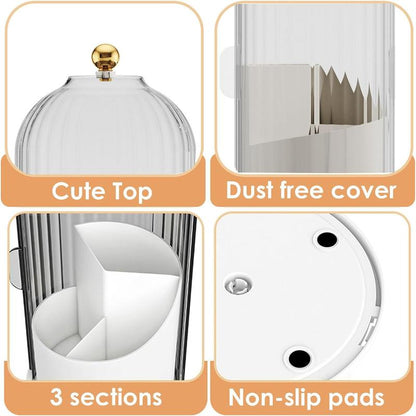 360° Rotating Toothbrush Holder with Cover - Clear Compact Vanity Organizer - image 3