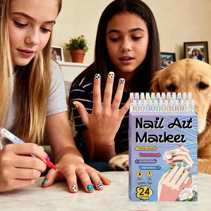 🔥🎨12/24 Colors Dual-Tip Nail Markers For Nail Art