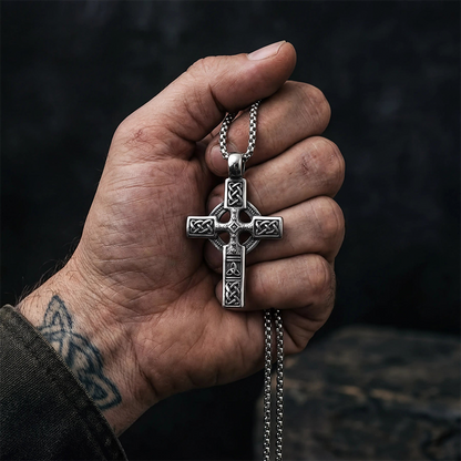 The Warrior's Cross Antique Silver Celtic Knot Pendant⚔️