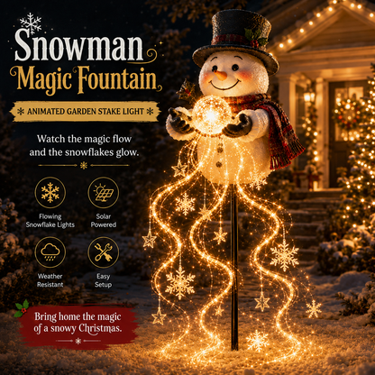 🔥🎄49% OFF🎄 Snowman Magic Fountain -Flowing Snowflake LED Christmas Garden Light❄️
