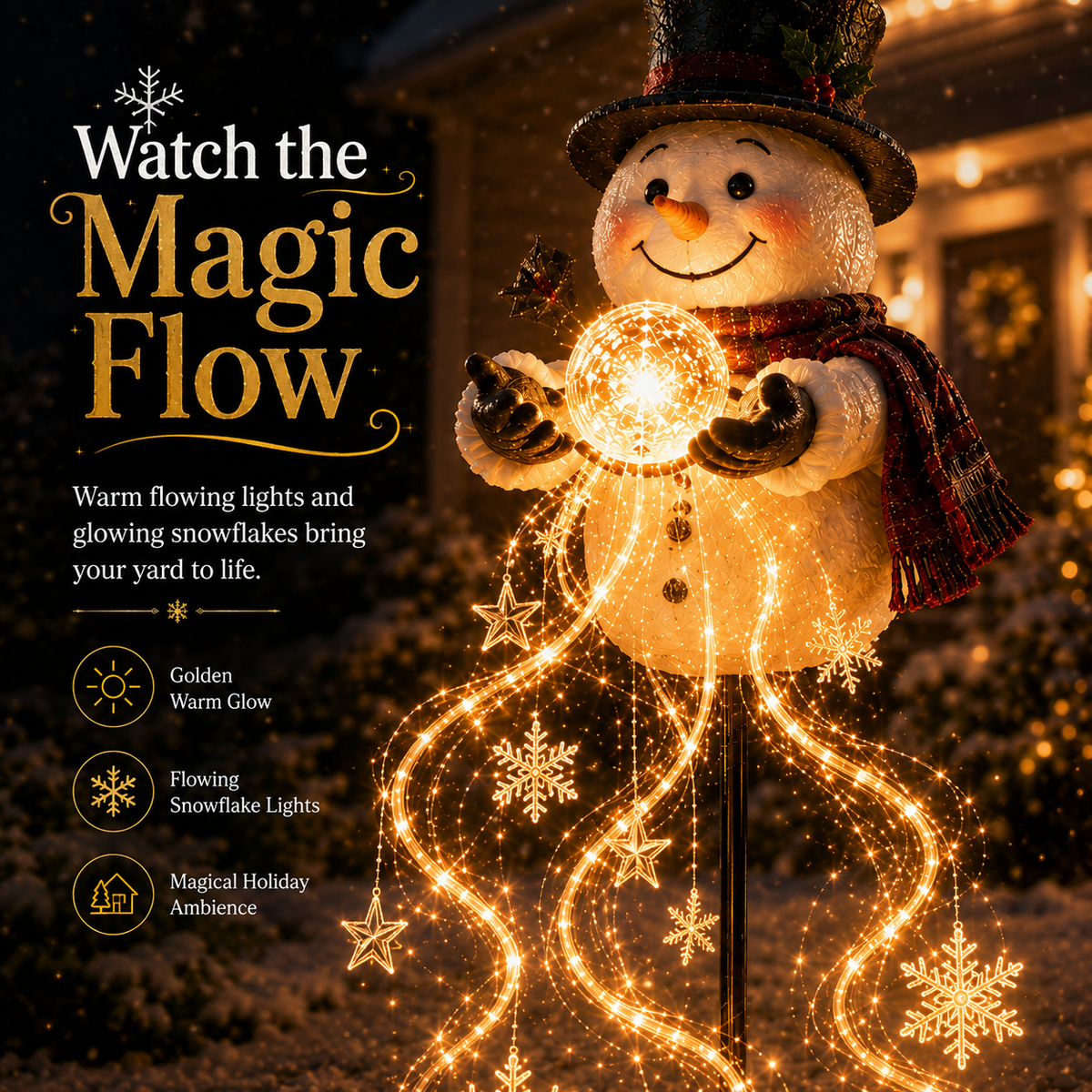 🔥🎄49% OFF🎄 Snowman Magic Fountain -Flowing Snowflake LED Christmas Garden Light❄️