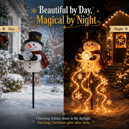 🔥🎄49% OFF🎄 Snowman Magic Fountain -Flowing Snowflake LED Christmas Garden Light❄️