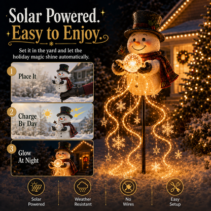 🔥🎄49% OFF🎄 Snowman Magic Fountain -Flowing Snowflake LED Christmas Garden Light❄️