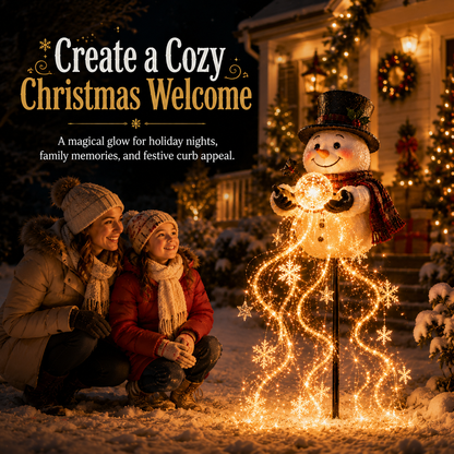 🔥🎄49% OFF🎄 Snowman Magic Fountain -Flowing Snowflake LED Christmas Garden Light❄️