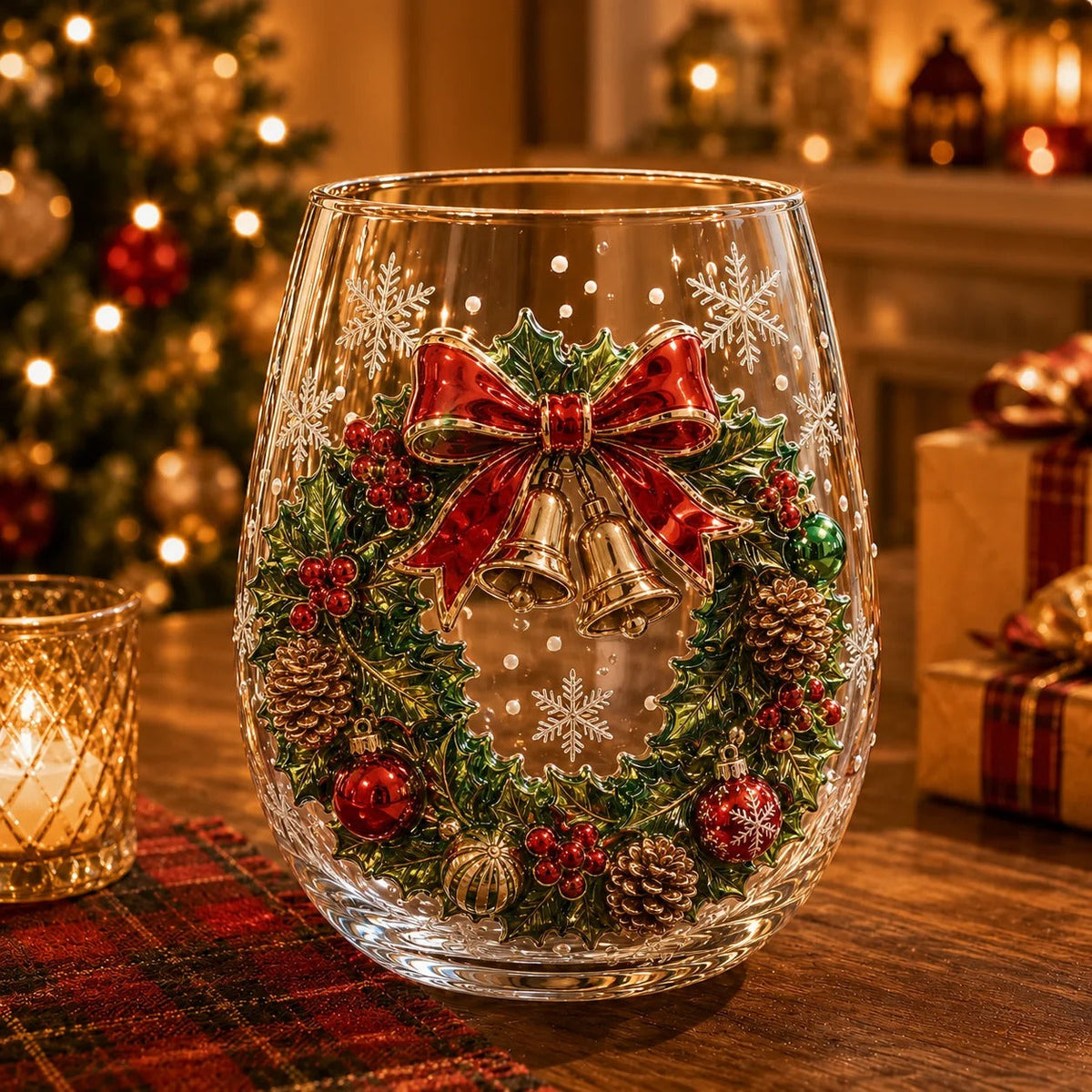 🎅Christmas Early Bird Sale🎄Christmas Glass Art Cup | Luxury Raised Holiday Glassware for Drinks, Decor & Christmas Gifts 🎁