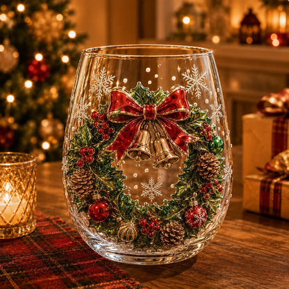 🎅Christmas Early Bird Sale🎄Christmas Glass Art Cup | Luxury Raised Holiday Glassware for Drinks, Decor & Christmas Gifts 🎁
