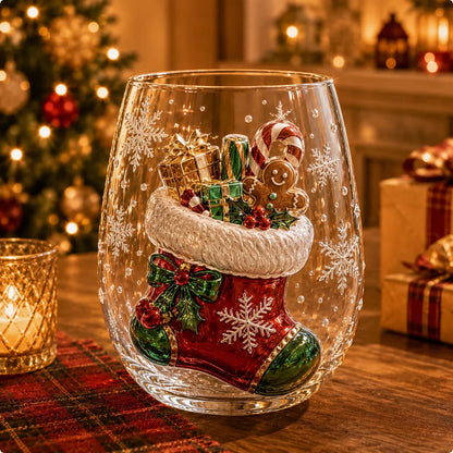 🎅Christmas Early Bird Sale🎄Christmas Glass Art Cup | Luxury Raised Holiday Glassware for Drinks, Decor & Christmas Gifts 🎁