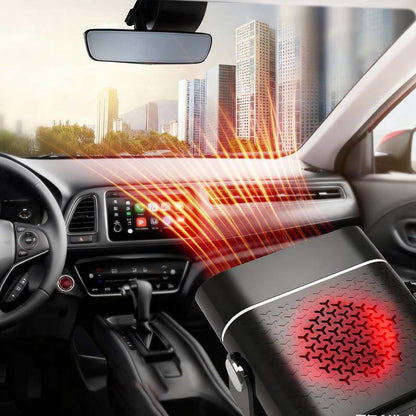 Portable 2-in-1 car fan with heating function – 360° rotatable, fast defrosting, heating and ventilation, quiet and lightweight for winter and summer!