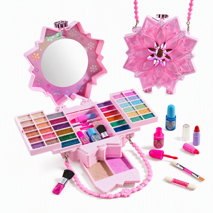 👑 50% OFF! ✨ Washable Kids Princess Makeup Toy Set – Safe Non-Irritating Formula, Expandable Revolving Trays & Portable Shoulder Handbag Case – Perfect Gift for Girls 🎀