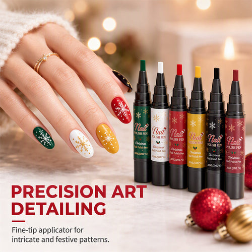 🎄💅 6-Color Christmas Nail Polish Pen Set – Easy Festive Nail Art at Home
