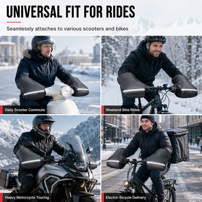 Winter Motorcycle Handlebar Muffs Thick Fleece Lined Windproof Cold Weather Gloves for Electric Scooters with Reflective Strip 1 Pair
