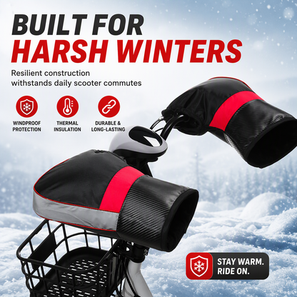 Winter Motorcycle Handlebar Muffs Thick Fleece Lined Windproof Cold Weather Gloves for Electric Scooters with Reflective Strip 1 Pair