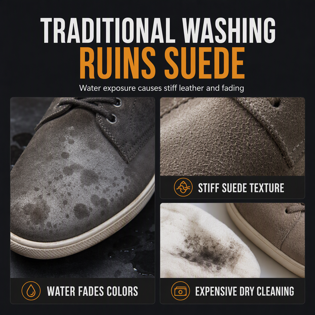 Suede and Nubuck Dry Cleaner and Oil Stain Remover for Shoes and Snow Boots