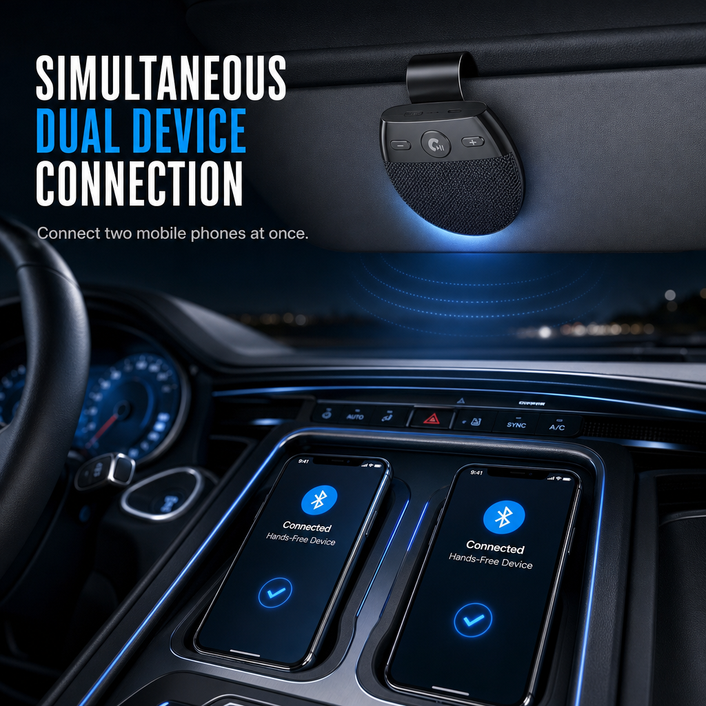 ⏳Time-Limited Special ⏰🚗SP11 Car Sun Visor Bluetooth Hands Free Speakerphone with Vibration Activated Auto Power On A2DP Support and Caller ID Voice Prompt