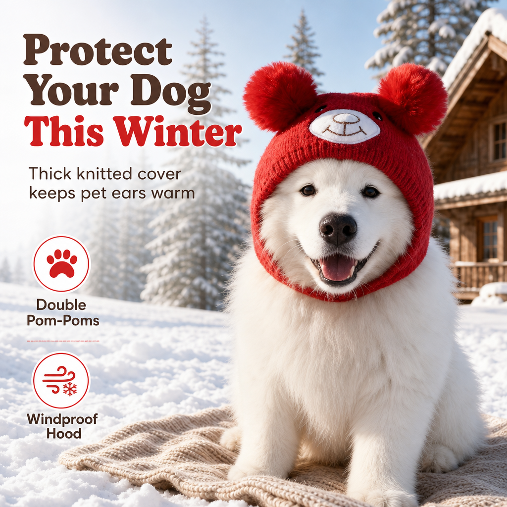 Cute Puppy Ear Winter Knit Hat with Ear Flaps