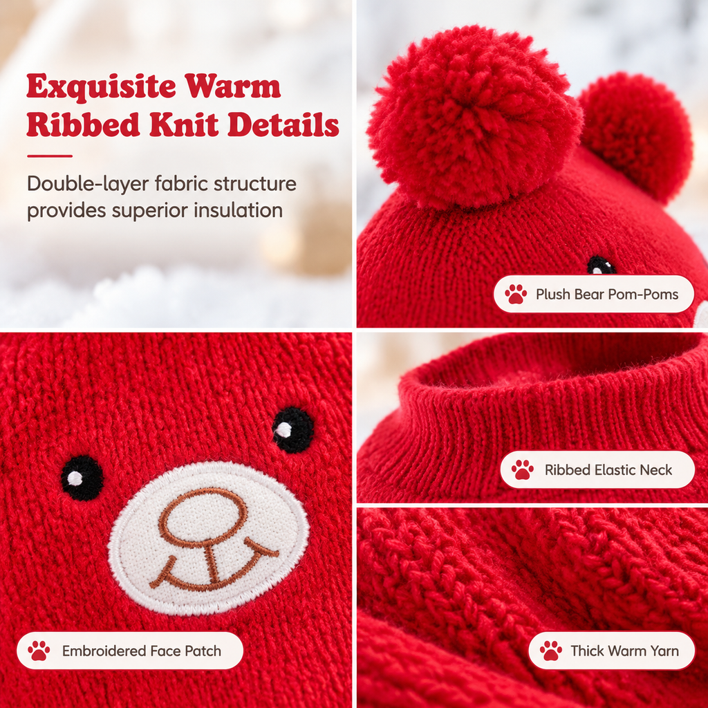 Cute Puppy Ear Winter Knit Hat with Ear Flaps