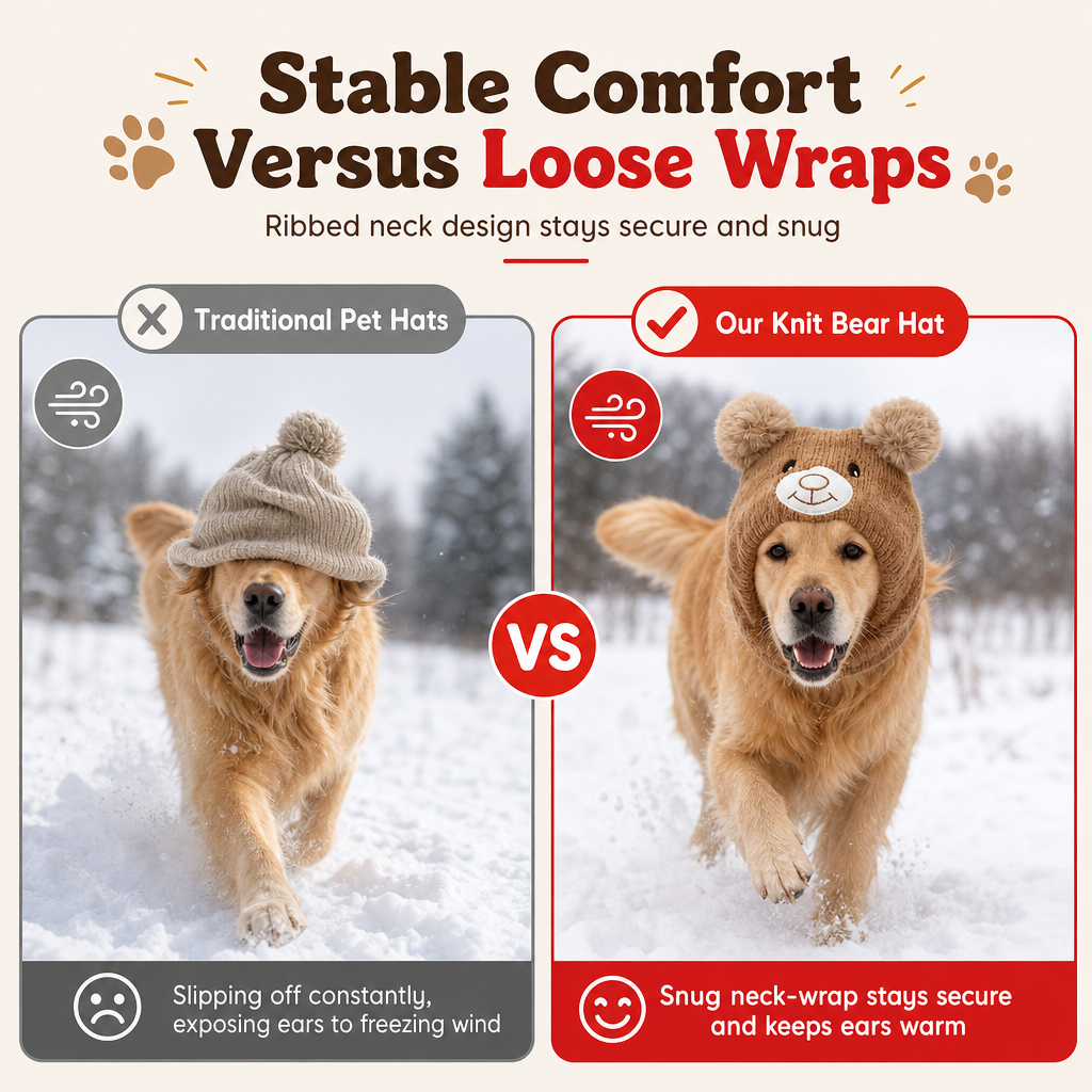 Cute Puppy Ear Winter Knit Hat with Ear Flaps