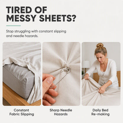 🥳HOT SALE🥳💞6 pcs per bag! 🛏️📌 50% OFF! Needle-Free Bedsheet Clip  durable ABS, grip edges without sharp pins. Keep sheets neatly in place! 🛡️✅